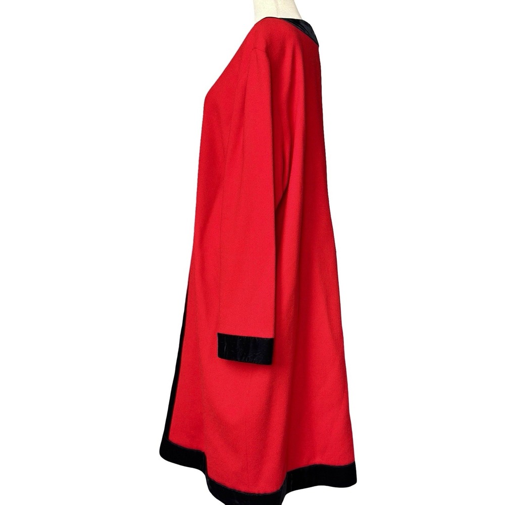 Evan Picone Vtg 90s Does 60s Dress Plus Size 20W Red Holiday Wool Velvet USA - Picture 6 of 12